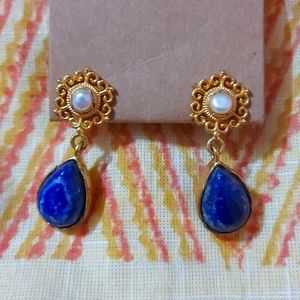 Pearls Studed Silver Earrings with Gold Plating